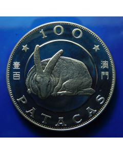 Macau 	 100 Patacas	1987	 - Year of the Rabbit - Silver / Proof