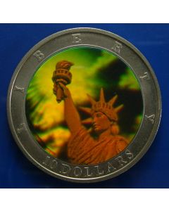 Liberia  10 Dollars 2002   - Multicolor holograpic Liberty