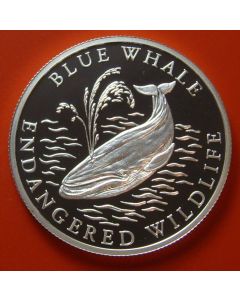 Liberia  10 Dollars 2001  Blue Whale - Silver / Proof