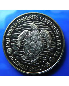 Somalia 	 25 Shillings	1984	 - Green sea turtle, World Fisheries Conference - Silver / F.A.O.