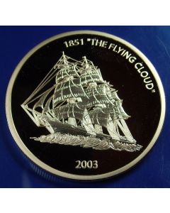 Liberia  10 Dollars 2003  Clipper ship  ''Flying Cloud" - Silver / Proof