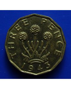 Great Britain 	 3 pence	1943	 - Thrift plant, with 'IND:IMP'