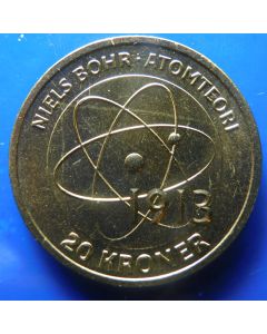 Denmark 	 20 Kroner	2013	100th Anniversary of Niels Bohrs Structure of Atoms-Model 