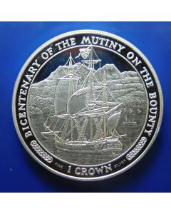  Isle of Man 	 Crown	1989	 200th Anniversary of Mutiny on the H.M.S. Bounty / Proof – Silver (this coin weighs 31,40gr.)