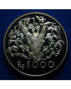 Indonesia 	 5000 Rupiah	1974	 - Orangutan - Silver / Proof