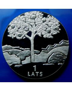  Latvia 	 Lats	2002	 Destiny  (an apple tree - a symbolic and archetypal sign - set against a background of a stylised landscape)
