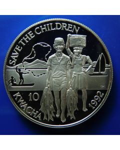 Malawi 	 10 Kwacha	1992	 - Save the Children, Children carrying fish - Silver / Proof