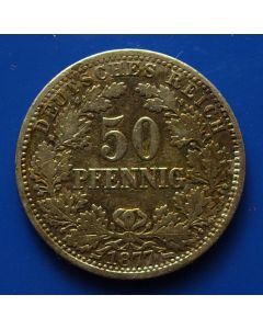 German - Empire 50 Pfenning1877H km# 8