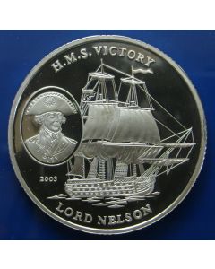 Korea  5 Won 2003  Horiatio Nelson and H.M.S. Victorya - Silver / Proof