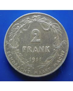 Belgium 	 2 Francs	1911	 Der Belgen - Albert I (Dutch text) Silver 