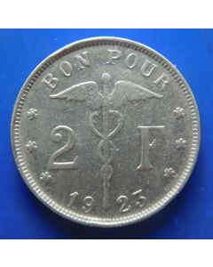 Belgium 	 2 Francs	1923	  Belgique  