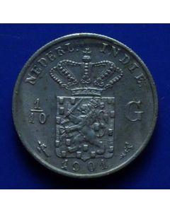 N. East Indies  1/10 Gulden1901km#304   Scholten # 831
