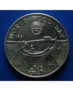 Malta 	 2 Pounds	1981	 World Food Day, Men fishing in boad - Silver