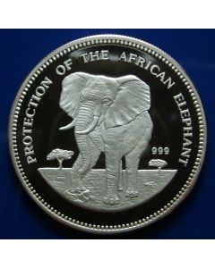 Equatorial Guinea 7000 Francos  1993	 African Elephant Protection - Silver / Proof