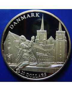 Liberia  20 Dollars 2001  Denmark - Silver / Proof