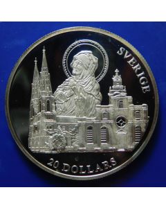 Liberia  20 Dollars 2001  Sverige - Silver / Proof