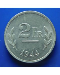 Belgium 	 2 Francs	1944	 Allied Occupation Coinage, Philadelphia Mint