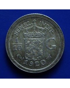 N. East Indies  1/10 Gulden1920km#311 Scholten # 848