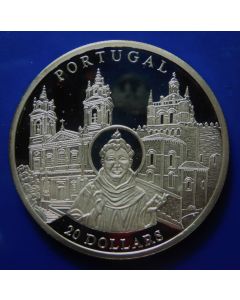 Liberia  20 Dollars 2001  Portugal - Silver / Proof