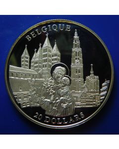 Liberia  20 Dollars 2001  Belgium - Silver / Proof