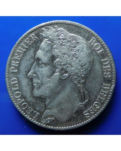 Belgium  5 Francs 1849km# 3.2  Silver 