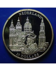 Liberia  20 Dollars 2001  Netherlands - Silver / Proof