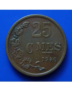 Luxembourg 25 Centimes 1946km# 45 