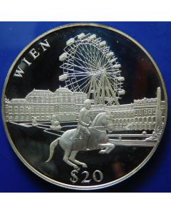 Liberia  20 Dollars 2000  Wien - Silver / Proof