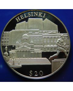 Liberia  20 Dollars 2000  Helsinki - Silver / Proof
