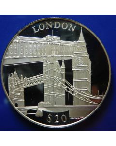 Liberia  20 Dollars 2000  London - Silver / Proof