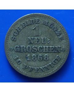 German States  Sachsen-Albertine Neu-Groschen  1868 B km# 1221