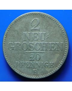 German States  Sachsen-Albertine 2 Neu-Groschen 1854 F km# 1160