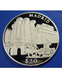 Liberia  20 Dollars 2000  Madrid - Silver / Proof