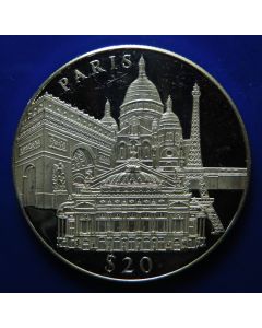 Liberia  20 Dollars 2000  Paris - Silver / Proof