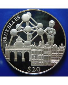 Liberia  20 Dollars 2000  Bruxelles - Silver / Proof