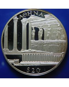 Liberia  20 Dollars 2000  Athens - Silver / Proof