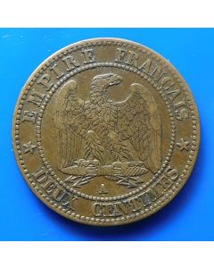 France  2 Centimes 1861 Akm# 796.1