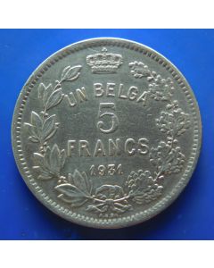 Belgium 	 5 Francs	1931	 Des Belges / Albert I (French Text)