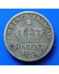 France  50 Centimes 1867Akm# 814.1