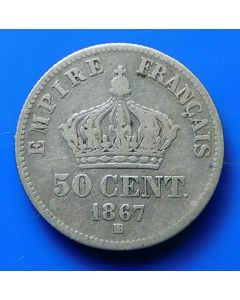 France  50 Centimes 1867BBkm# 814.2 