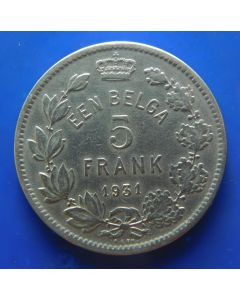 Belgium 	 5 Francs	1931	 Der Belgen / Albert I (Dutch text)