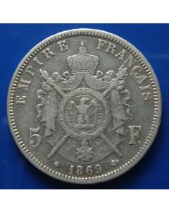 France  5 Francs 1869Akm# 799.1