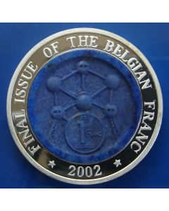 Korea  	 10 Won	2002	 Final issue of the Belgian franc (ounce of silver and bleu- stone) Silver / Proof