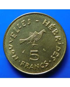 New Herbrides  5 Francs1970km# 6.1  Schön# 3- unc 