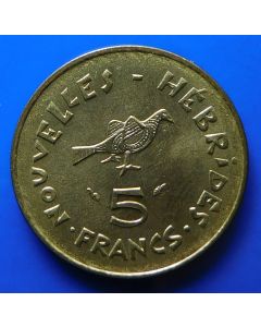 New Herbrides  5 Francs1975km# 6.2  Schön# 9a unc 