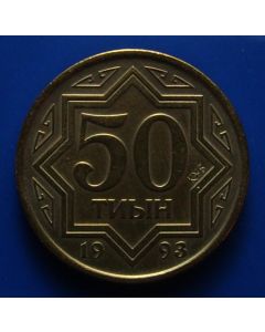 Kazakhstan  50 Tyin1993  - Brass plated Zinc