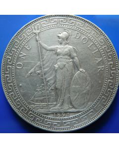 Orient-British 	Trade Dollar	1897B	 Bombay mint mark on tip of fork on trident, 