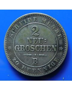 German States  Sachsen-Albertine 2 Neu-Groschen 1864 B km# 1220