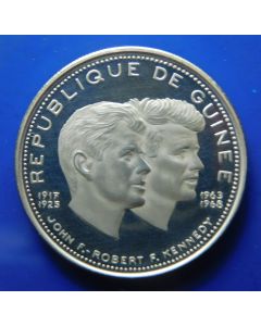 Guinea 200 Francs  1970	 - 10th Ann. Of Independence /  John and Robert Kennedy - Silver